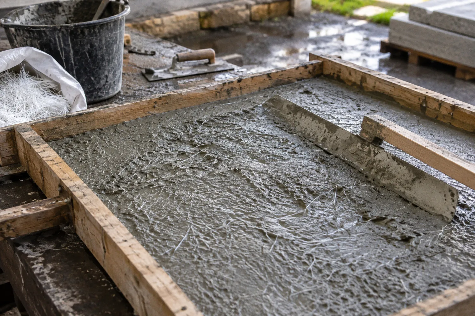 Dalles en béton fibré : étapes de fabrication maison